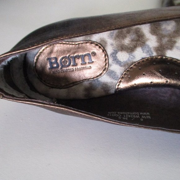 Born Womens Bronze Leather Ballet Flat - Size 6M or EUR 36.5 - Picture 6 of 9